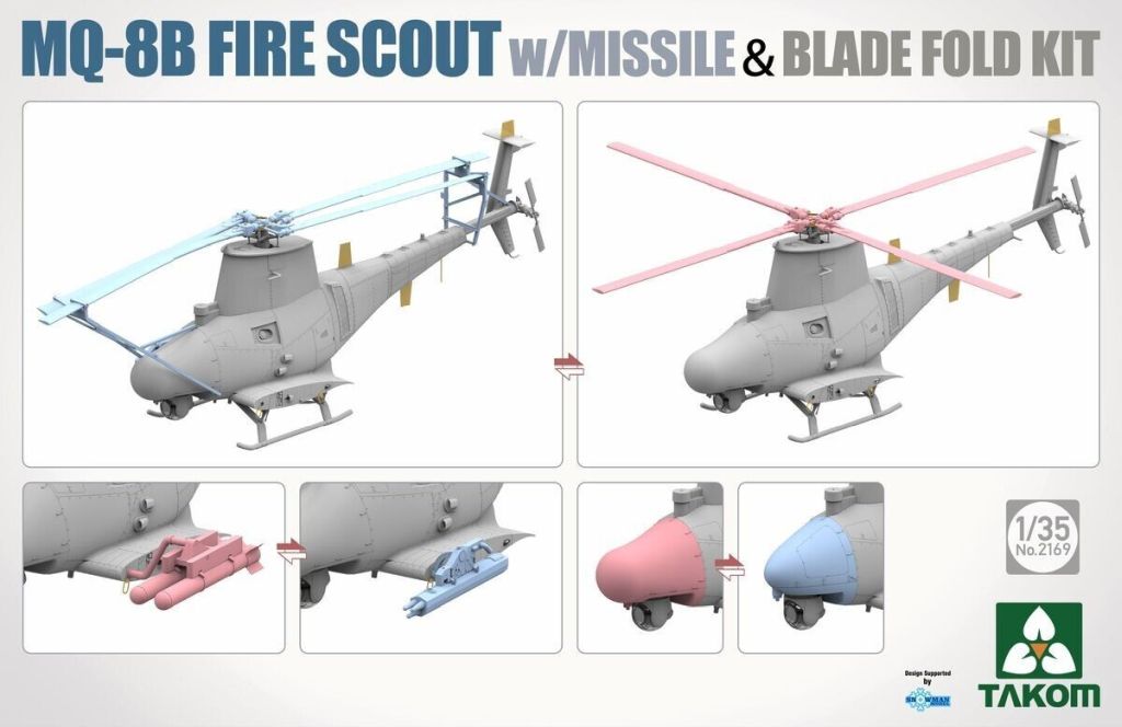 Takom MQ-8B Fire Scout w/missile & blade fold kit 1/35